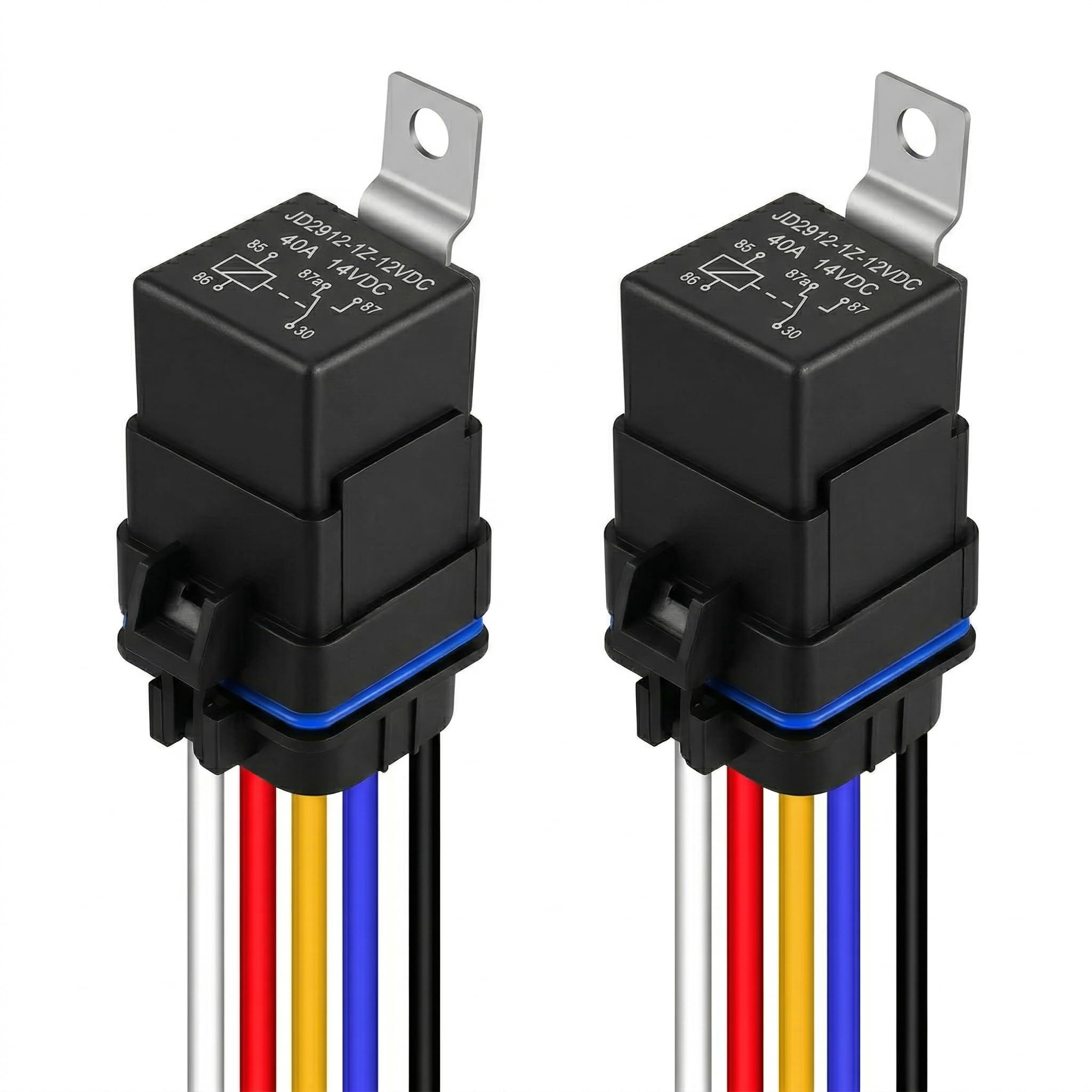 Photo 1 of 2 Pack 5-Pin Waterproof Relay Kit, 40/30 Amp 12V SPDT Automotive Relay with Harness, Heavy Duty Copper Wires, Relay Switch for Car Truck Boat Headlights Fog Lights Horn