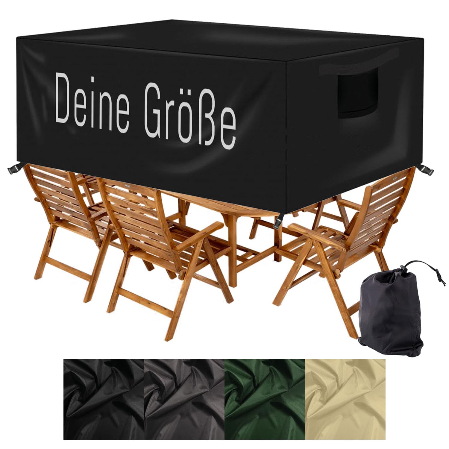 Massgefertigte Abdeckung für Gartenmöbel mit Schnalle und Atmungsaktivität für Tisch und Stühle Winddichte Gartentischab