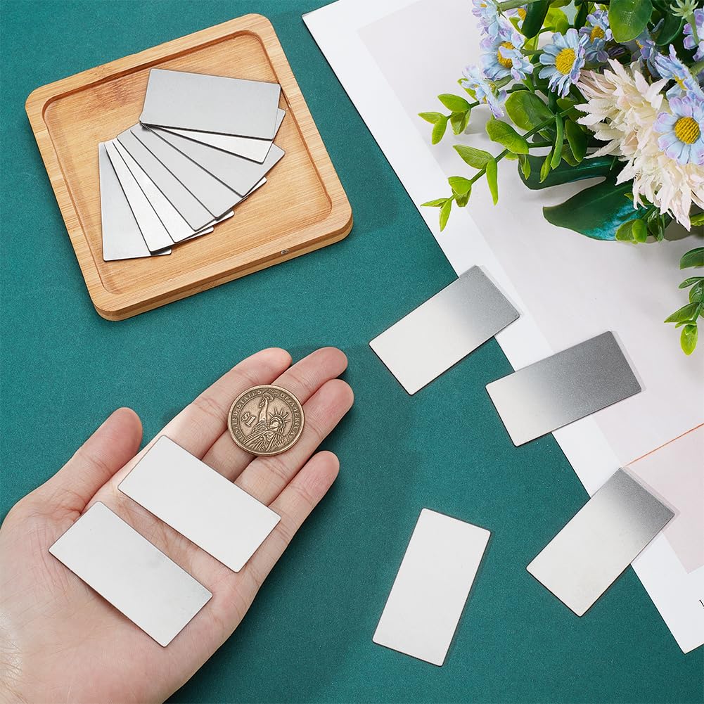 OLYCRAFT 30 etichette vuote in acciaio inox per incisione senza foro rettangolari 5 x 2,5 cm spazi vuoti per incisione su metallo incisione per fai da te e regali artigianali -Spessore 1 mm