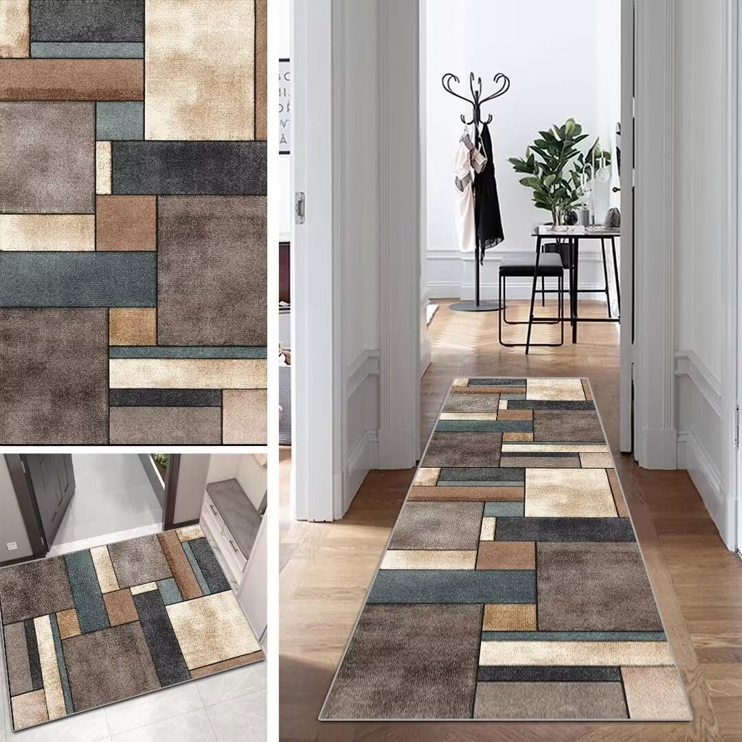 Tapis de Passage Couloir Cuisine Boho Long Vintage Classique 70x140cm Bohème au Metre Antidérapant Lavable Absorbant pour Salon Chambre Personnalisable