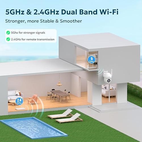 Miniatura 3 de litokam Cámara de seguridad de 5MP para exteriores, cámara de seguridad WiFi 5G2.4G para el hogar con visión nocturna a color, cámara inalámbrica