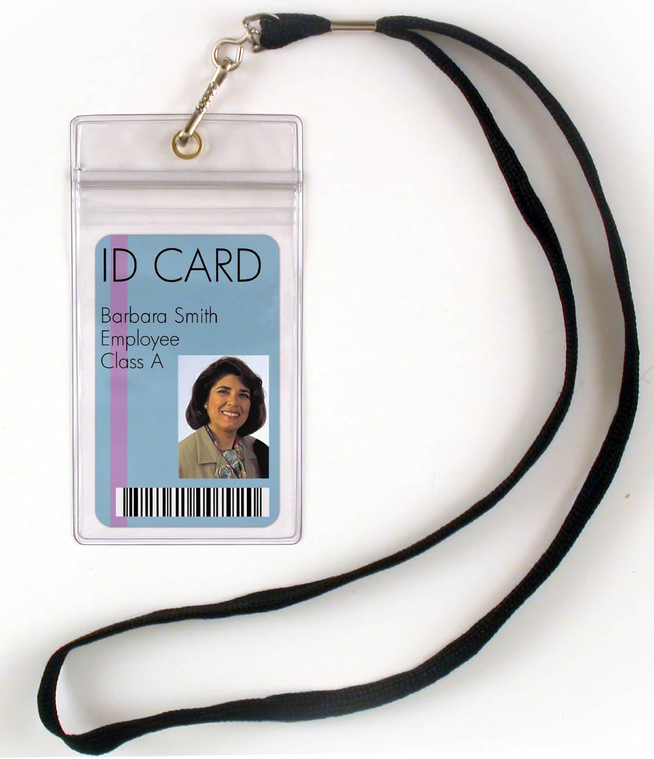StoreSMART - 10 Pack - ID/Badge Holder with Lanyard - Clear Plastic - LY3578ZIPS-10