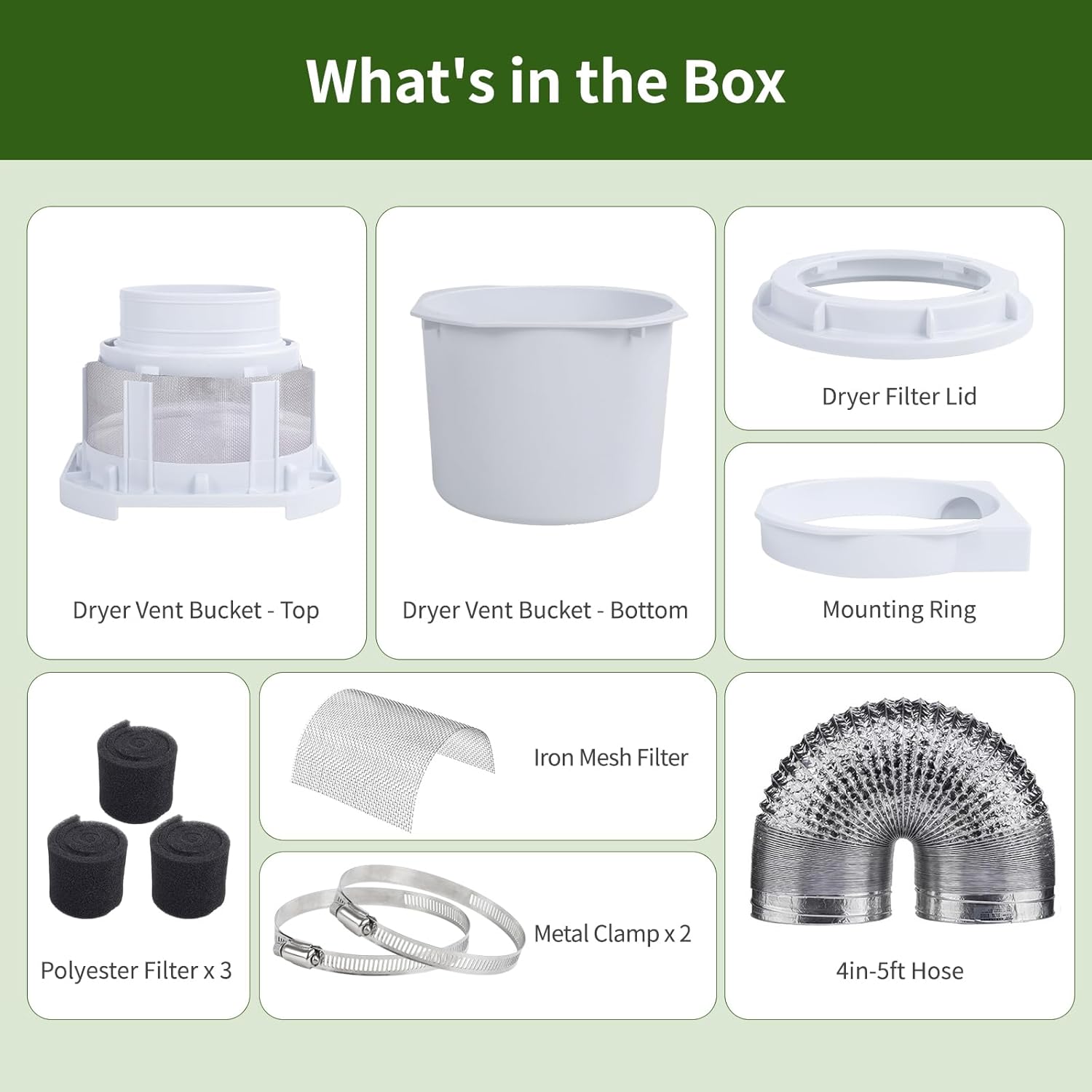 VIWINVELA 2026 Exclusive 3-in-1 Indoor Dryer Vent Kit with Silver Dryer Vent Hose - Dryer Lint Catcher Box Water Filter Bucket - Indoor Dryer Lint Trap for Electric Dryer