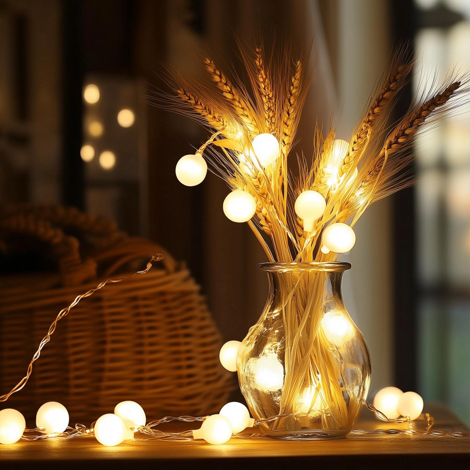 DA LIGHT Ghirlanda luminosa a sfere, luce calda, 12 m, 120 LED, illuminazione per interni/esterni, con 8 modalità, timer, IP44, ideale per Natale, matrimoni, giardino, terrazza, balcone, luci