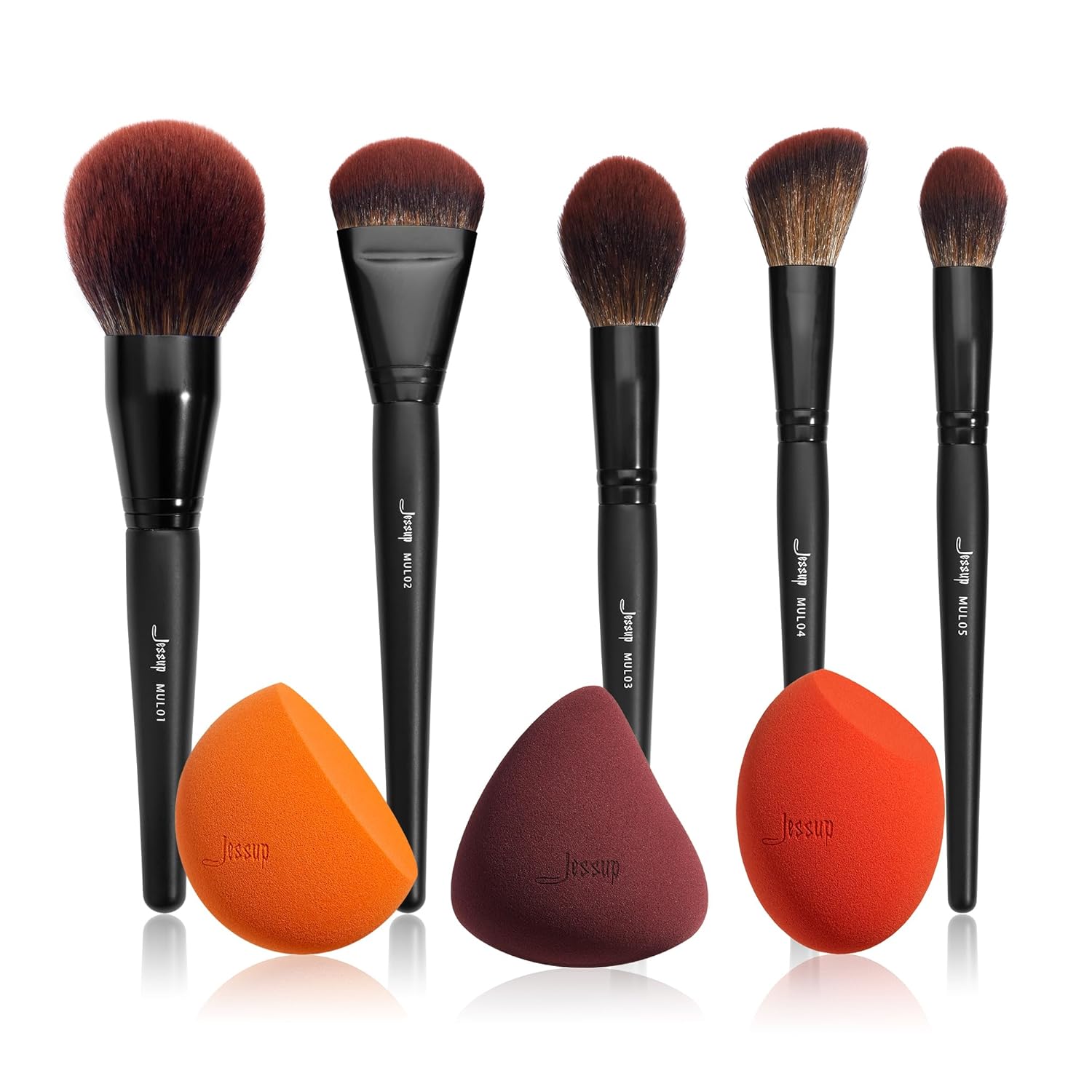 Jessup Face Makeup Brushes Set T273 with Makeup Sponge SP013
