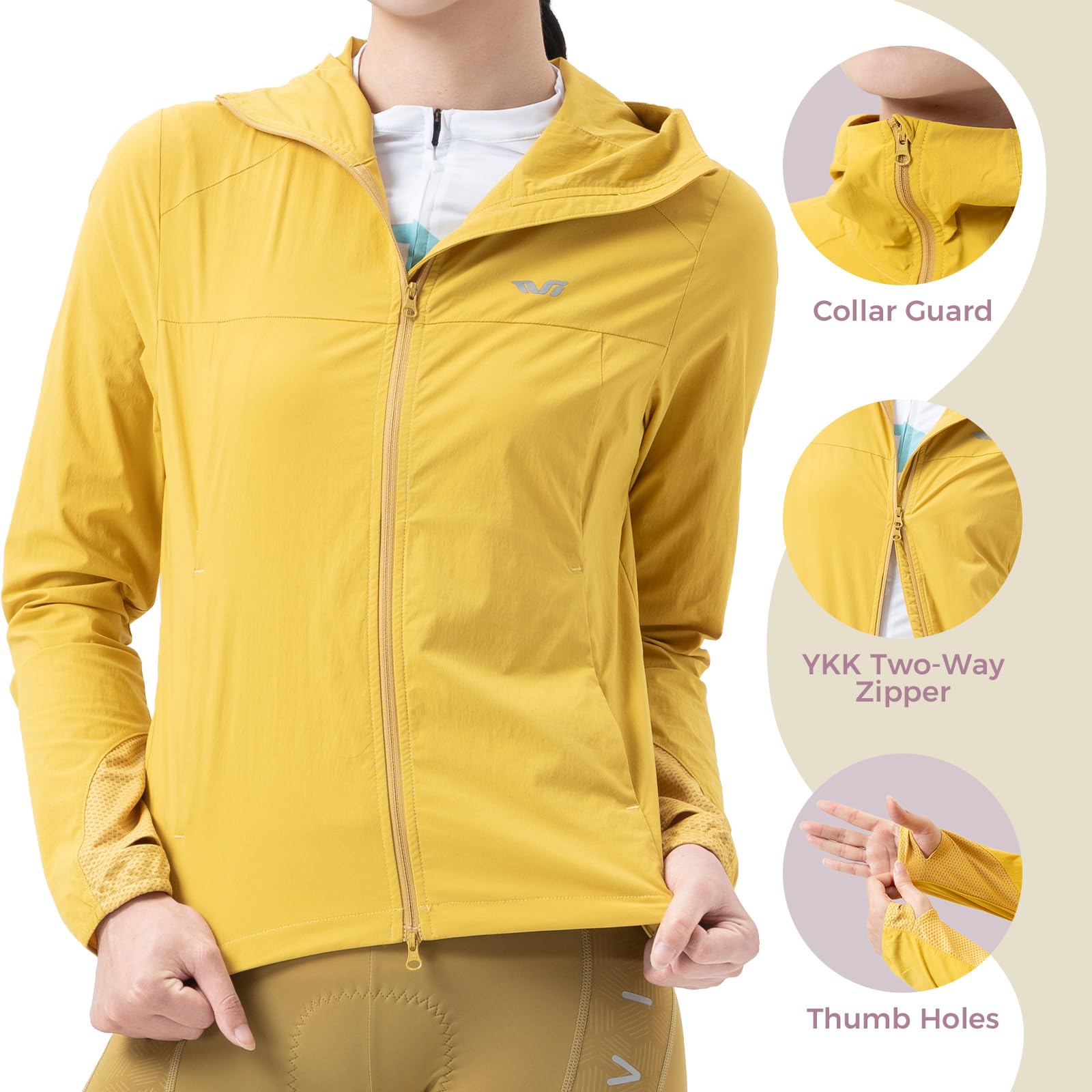 ROCKBROS Chaqueta de Ciclismo para Mujer Transpirable Protección UV, Chaqueta Cortavientos y de Secado Rápido para Senderismo Running y Actividades al Aire Libre