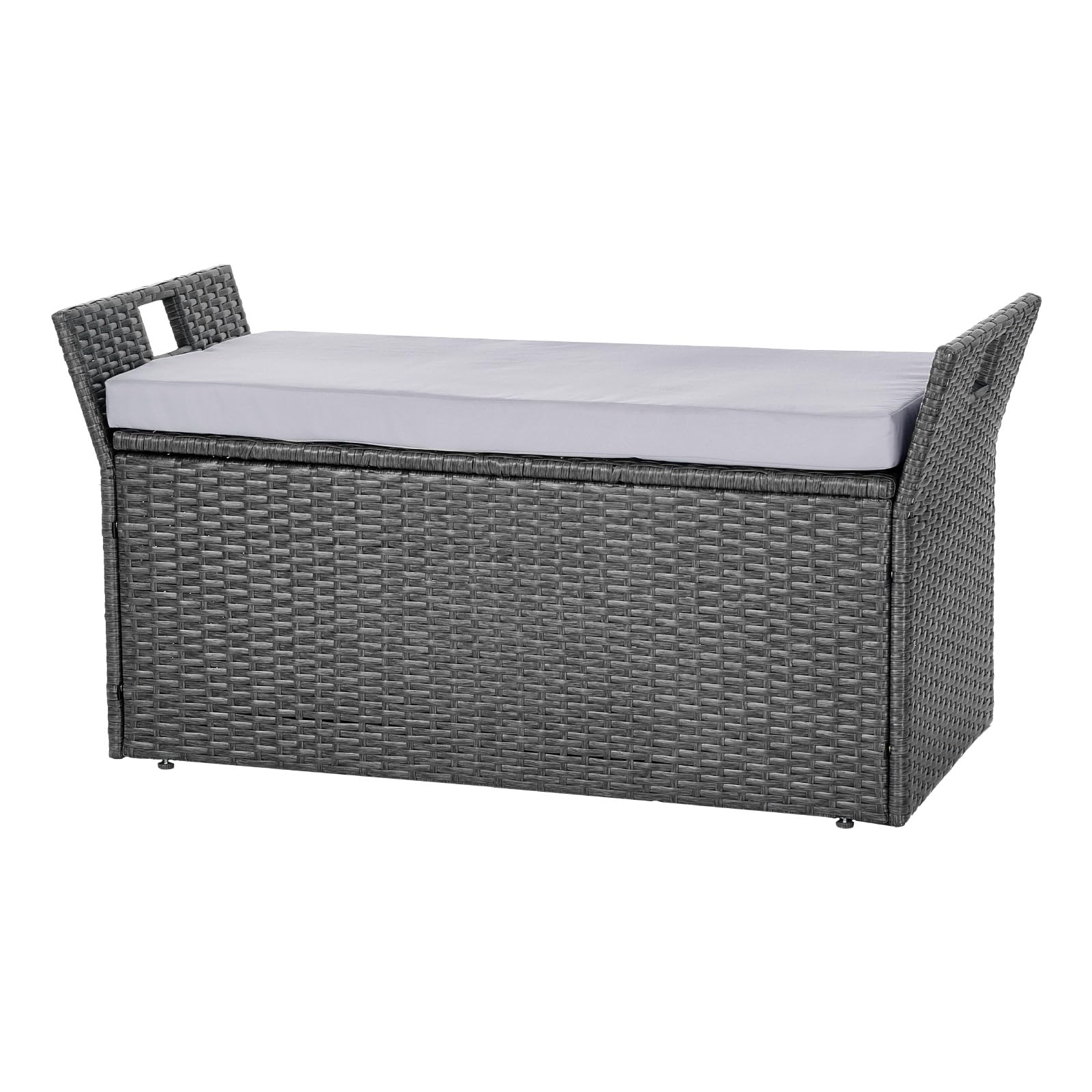 VEVOR Panca Portaoggetti da Esterno, Panca Portaoggetti in Rattan PE per 2 Persone, Contenitore Intrecciato con Cuscino Maniglia Laterale, Supporto Max 180kg, Seduta da Giardino Decorazione Balcone