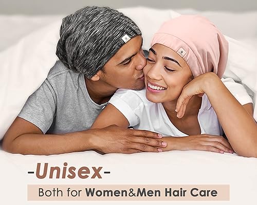 Miniatura 2 de YANIBEST - Gorro de satén de seda para dormir y cubrir el cabello, holgado, ajustable y con forro de seda para cabello rizado y trenzas, color