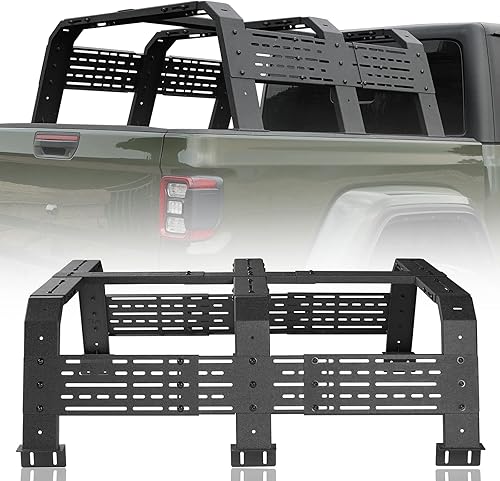 Hooke Road Estante de cama de 18.8 pulgadas de alto para camiones de tamaño mediano con rieles de cama, compatible con Toyota Tacoma 05-23 y Jeep