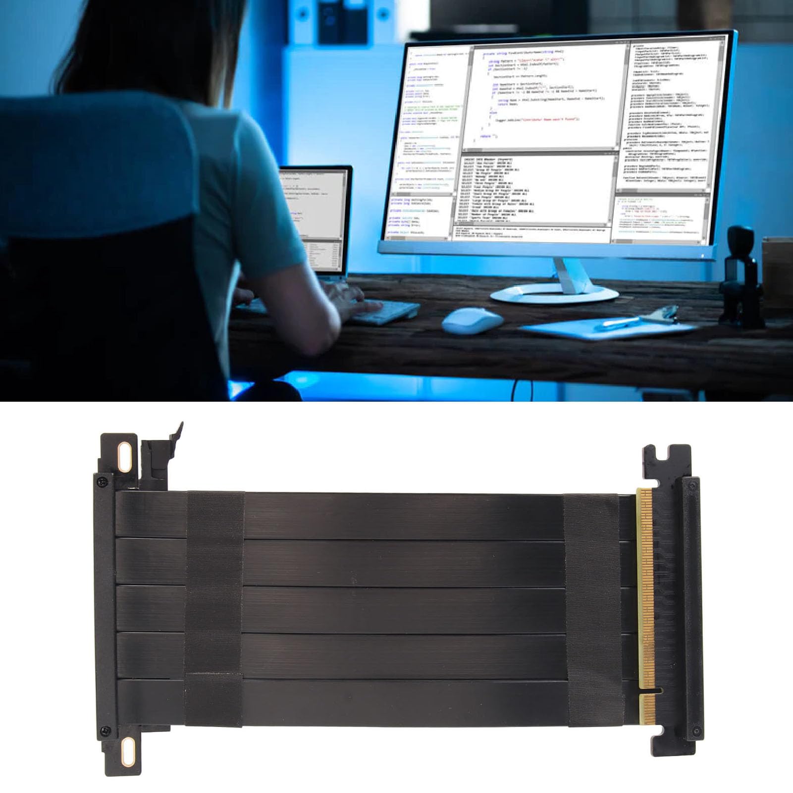 Annadue Cavo Riser PCIE 4.0, Cavo di Prolunga per Scheda Grafica PCIE 4.0X16, Cavo di Prolunga per Scheda Grafica GPU con Porta PCI-E Inversa a 180 Gradi Flessibile Ad Alta velocità. (Nero)