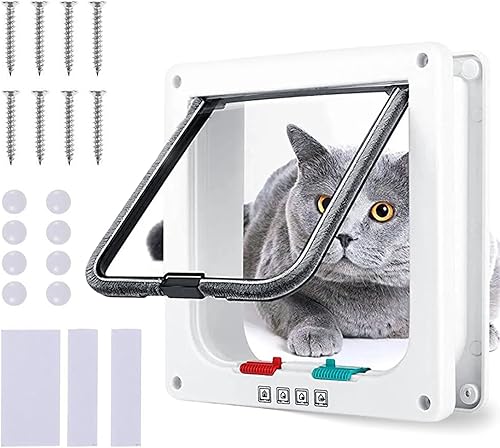 Puerta de gato con cerradura resistente a la intemperie para puertas interiores y exteriores, puerta de gato interior, puerta pequeña para mascotas,