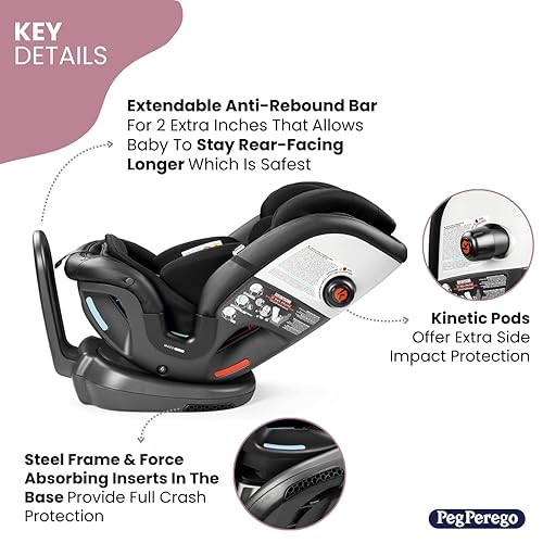 Miniatura 4 de Peg Perego Primo Viaggio - Asiento convertible todo en uno para automóvil para recién nacido a más de 10 años, 5-120 libras, altura ajustable y