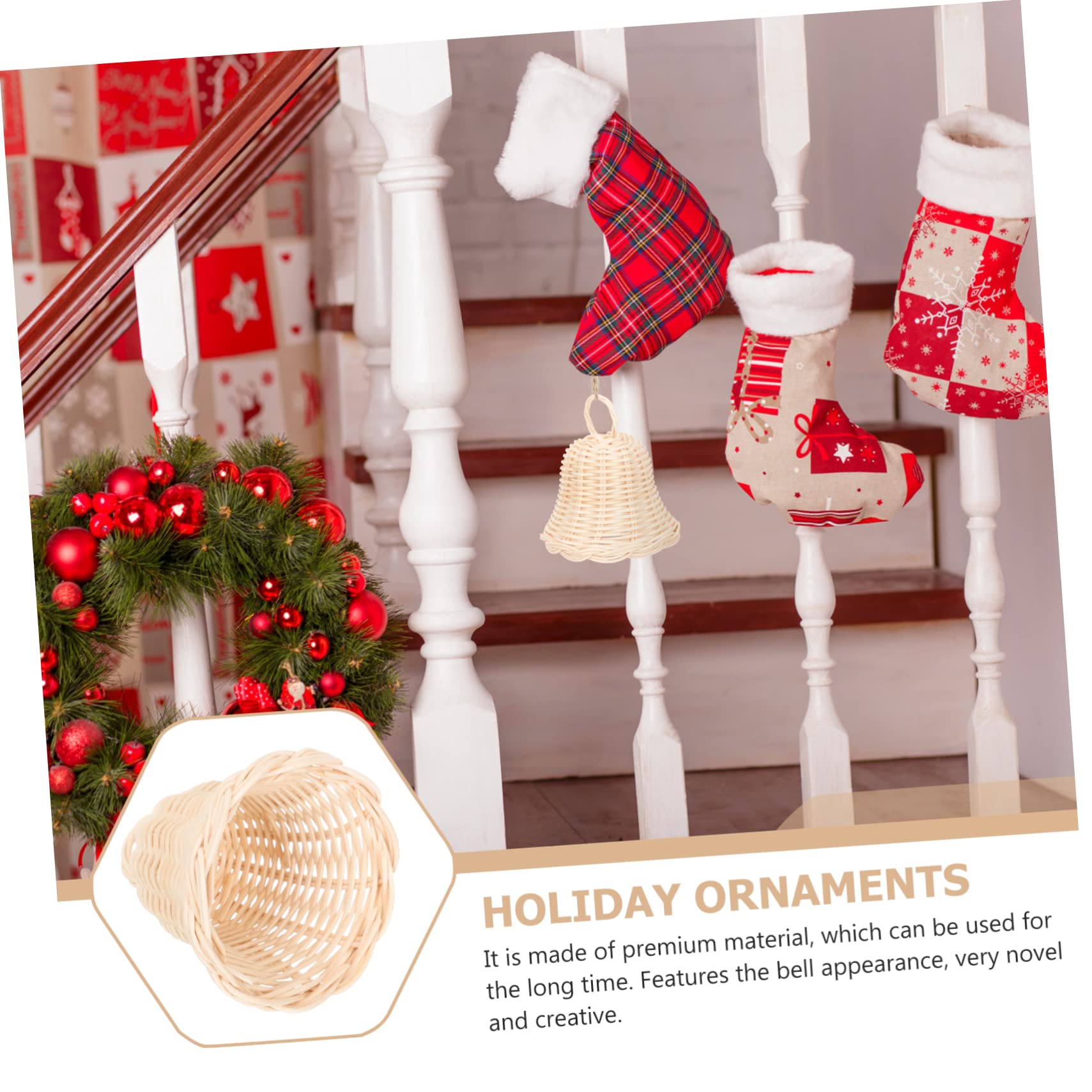 Ciieeo 5 Piezas Decoraciones Navideñas Colgante De Escena De Bricolaje Pequeñas Campanas De Navidad Adorno De Árbol De Halloween Campana De Vacaciones Campanas Pastando Mimbre Indonesio