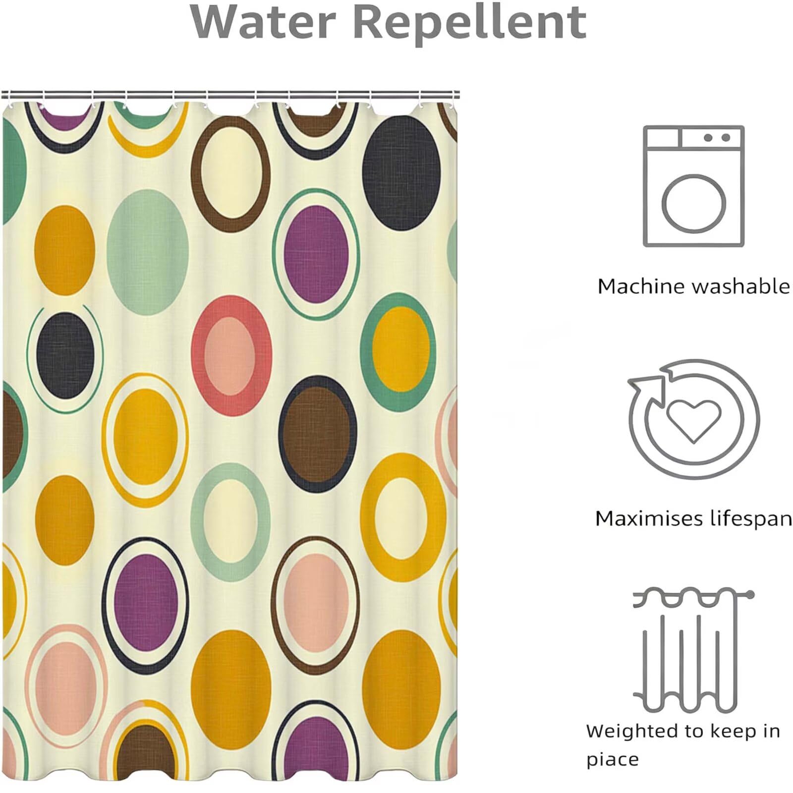 Rideau de Douche Crème, Rideau Douche 200x250cm L-103