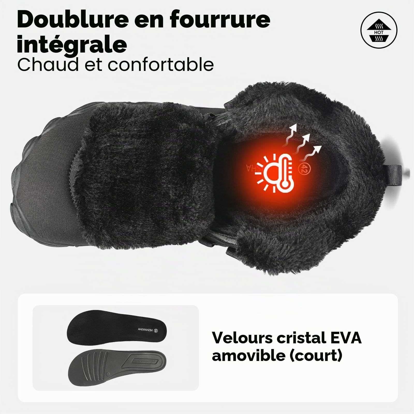 Mishansha Bottes Hiver Chaudes Bottine Neige Chaussures Minimalist Gr.36-48