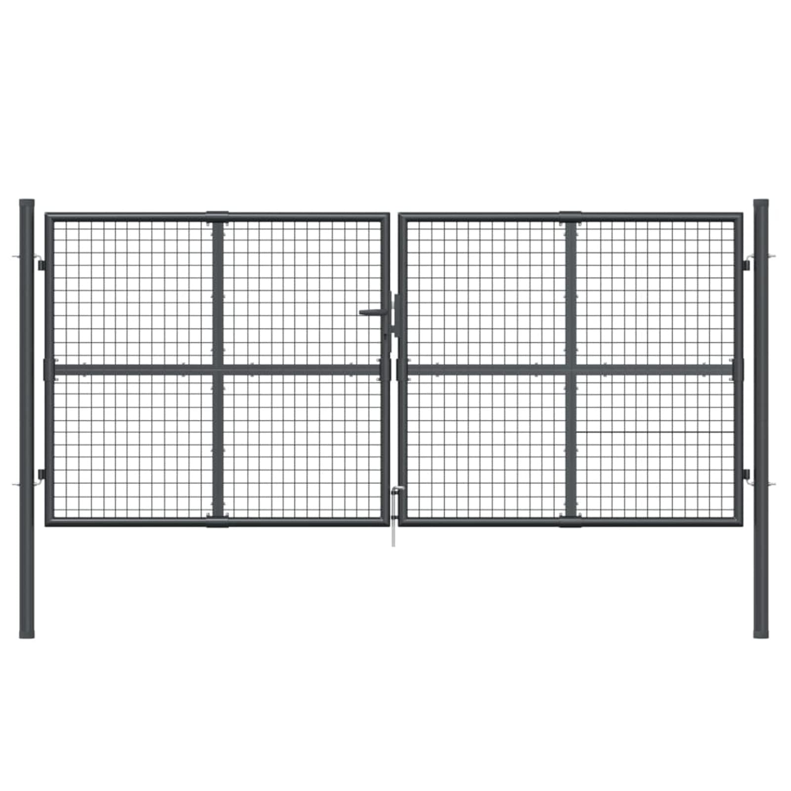 Portón de Jardín de Acero Galvanizado con Cerradura - 300x175 cm, Color Antracita