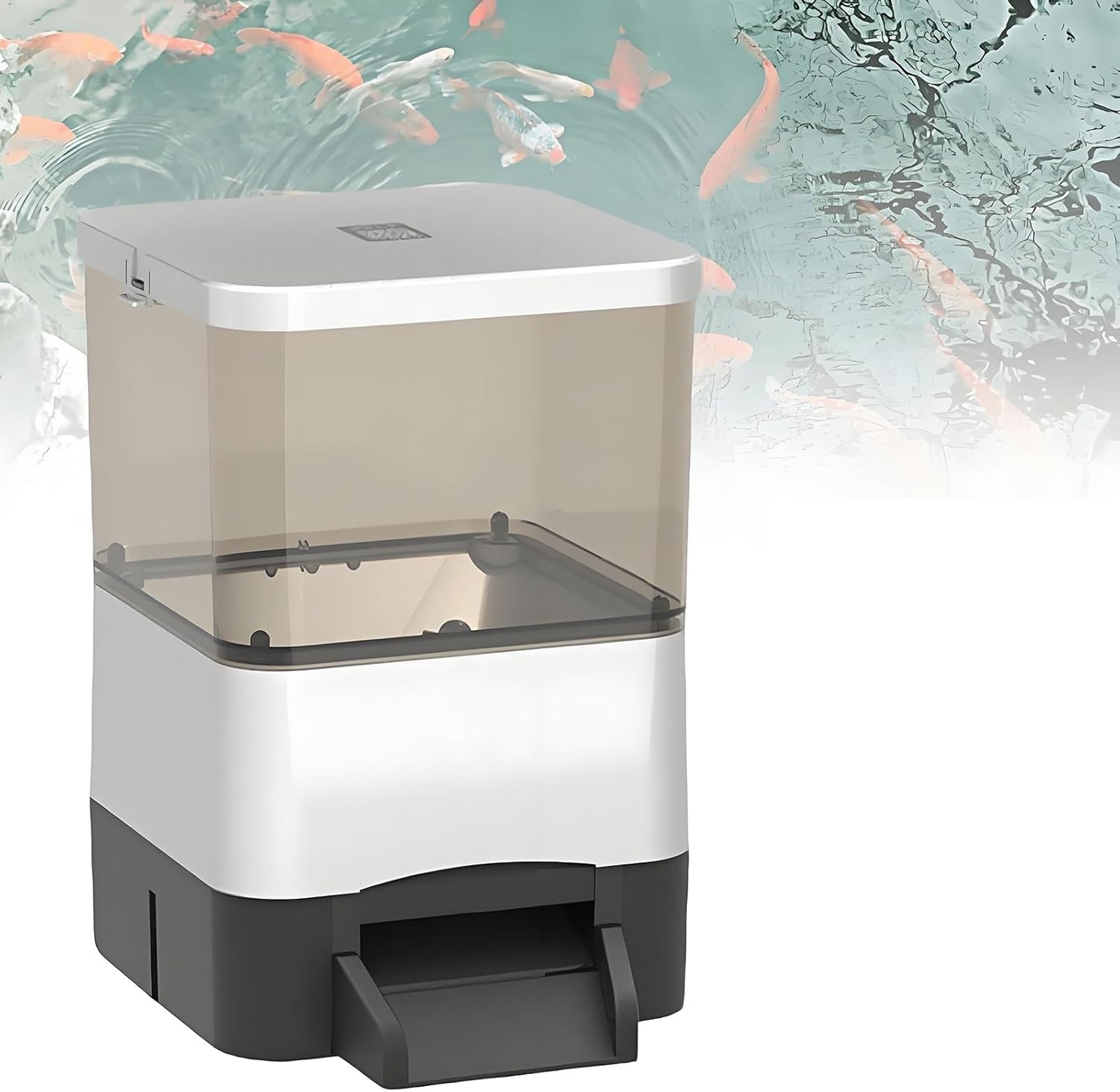 Electric Fish Food Dispenser, 10L Solar Automatic Fish Feeder Automatic Pond Fish Food Dispenser with Timer for Goldfish, Turtle for Vacation, Weekend Or Daily Use(Black)