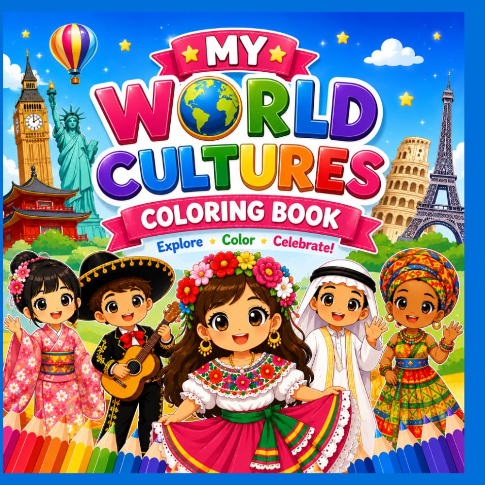 My World Culture Coloring Book: 50 Fun and Beautiful Traditional Costumes from Around the World for Kids Ages 4–10