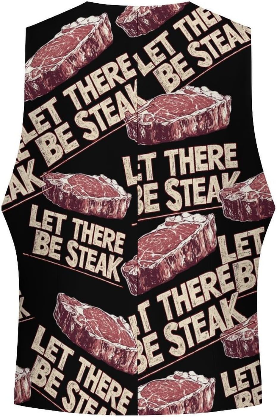 Let There Be Steak Casual Suit Vest for Men Formal Business Dress Regular Fit Waistcoat Tuxedo