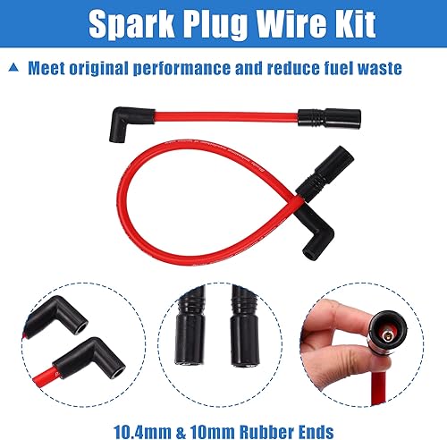 Miniatura 5 de Motoforti Kit de cables de bujía de 0.409 in y 0.394 in para Harley Davidson Big Twin FXD Dyna 2000-2017 para Harley-Davidson Softail 1999-2017