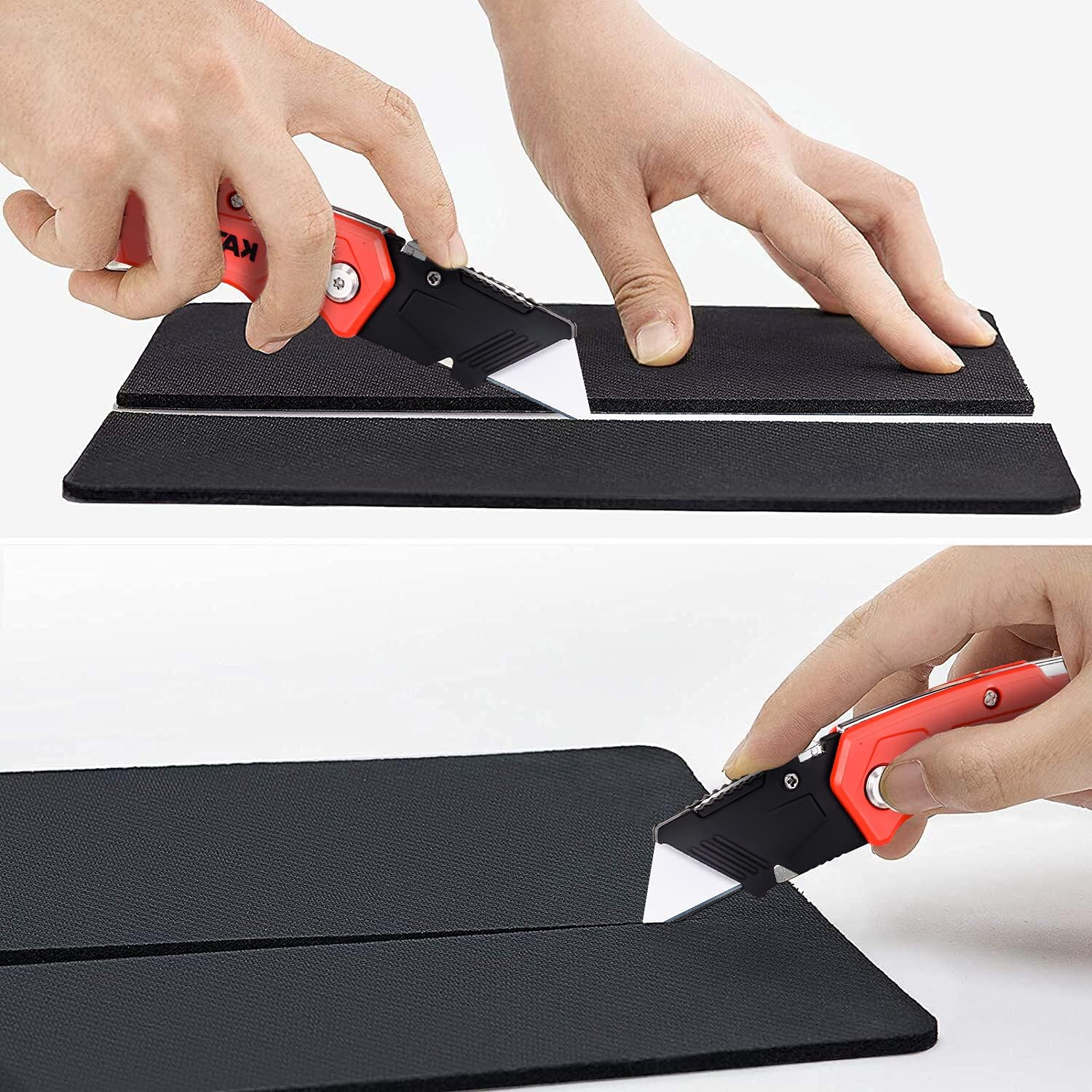 KATA 4-PACK Folding Utility Knife, Heavy Duty Box Cutter with 20pcs SK5 Quick Change Blades,Safety Lock Back Design, Used for Cutting Cartons,Cardboards and Boxes - - 