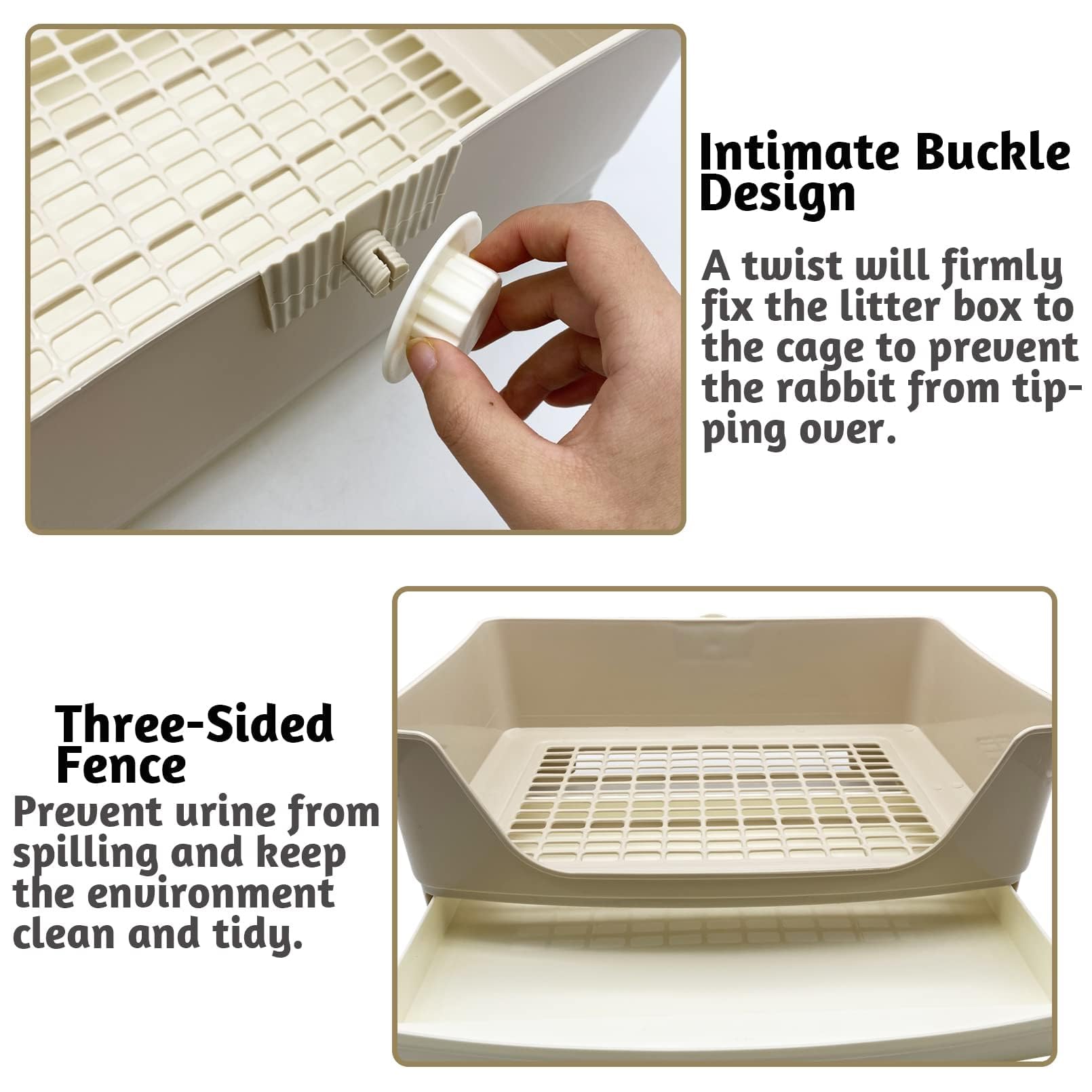 PINVNBY Rabbit Corner Litter Box with Drawer for Cage Small Animal Litter Pan Hanging Pet Feed Bowls Cage Potty Trainer Pet Toilet for Rabbit Bunny Guinea Pigs Chinchilla Ferret - image 4