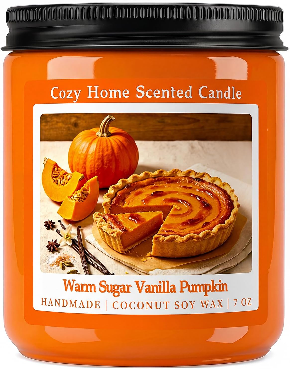 Homsolver Warm Vanilla Pumpkin Scented Fall Candle, 7OZ Natural Coconut Soy Wax Fall Candles with Mild Bakery Notes, Nostalgic Autumn Pumpkin Candle Room Decor & Thanksgiving Holiday Gifts for Women