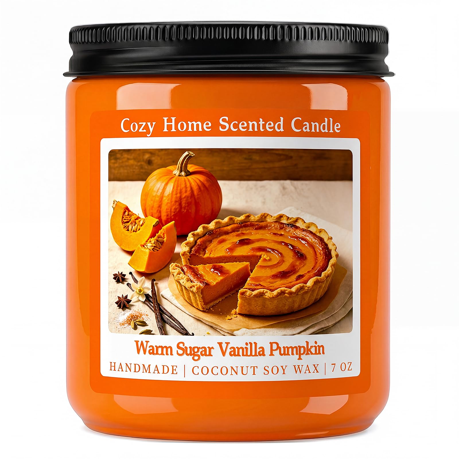 Homsolver 7OZ Warm Vanilla Pumpkin Fall Scented Candle, Natural Coconut Soy Wax Fall Candles with Mild Bakery Notes, Nostalgic Autumn Pumpkin Candle Room Decor &amp; Thanksgiving Holiday Gifts for Women