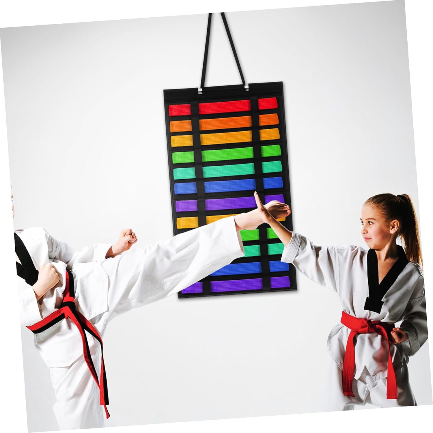 VALICLUD Taekwondo Belt Display Mount Belt Holder for Belts Versatile Organizer with Elastic Loops Space Saving Design for Karate and Martial Arts Belts