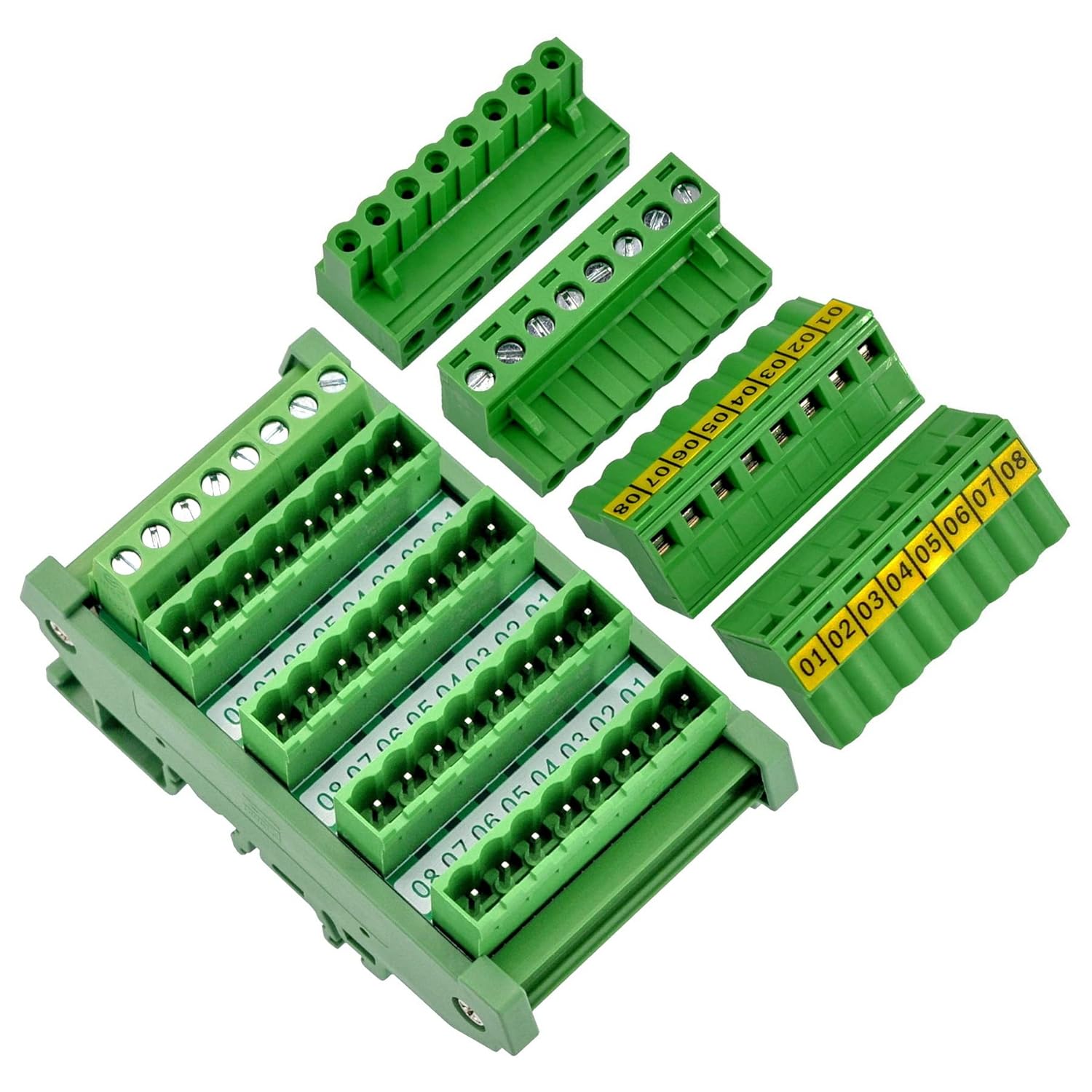 Slim DIN Rail Mount 10A/300V Pluggable Screw Terminal Block Distribution Module (5x8 Position)