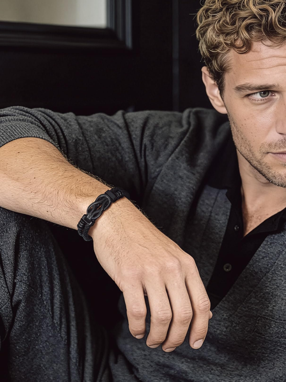 Bandmax Armband Herren Lederarmband Unendlichkeitsknoten Wickelarmband