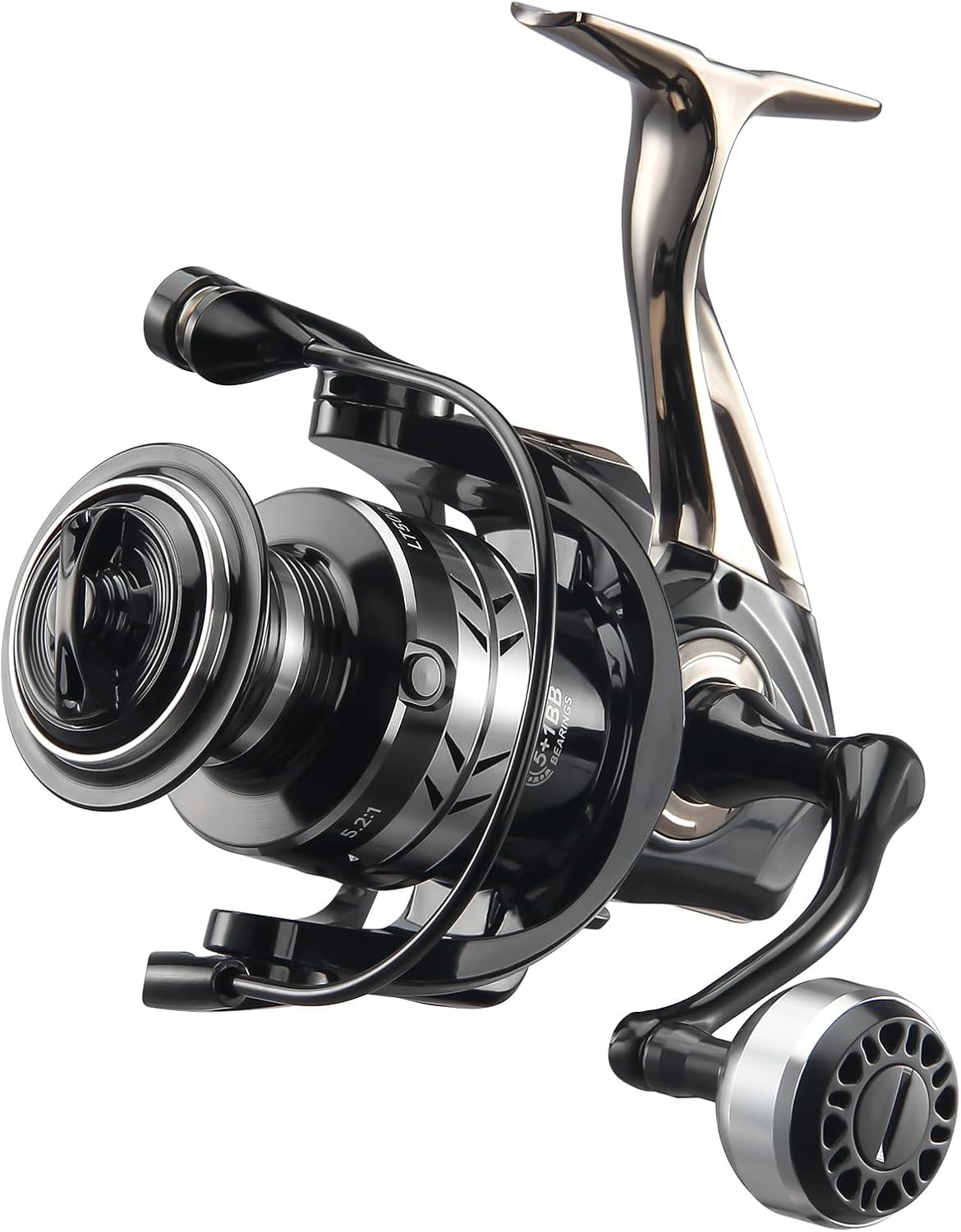 HAUT TON LT Metal Spinning Fishing Reel, Freshwater and Saltwater Fishing Reels, 5+1 Stainless Steel BB, 39.5Lbs Max Drag, CNC Aluminum Handle 3000/4000/5000/6000 for Casting Reel