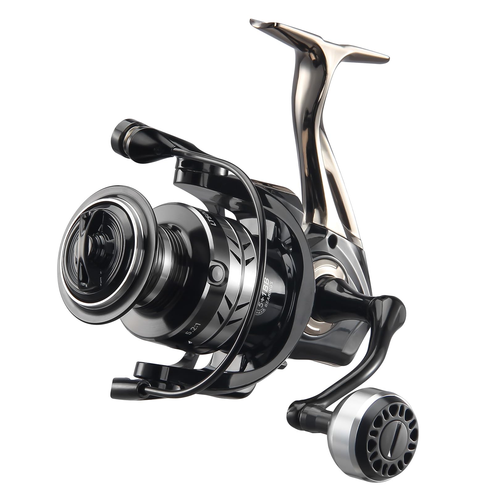 HAUT TON LT Metal Spinning Fishing Reel, Freshwater and Saltwater Fishing Reels, 5+1 Stainless Steel BB, 39.5Lbs Max Drag, CNC Aluminum Handle 3000/4000/5000/6000 for Casting Reel