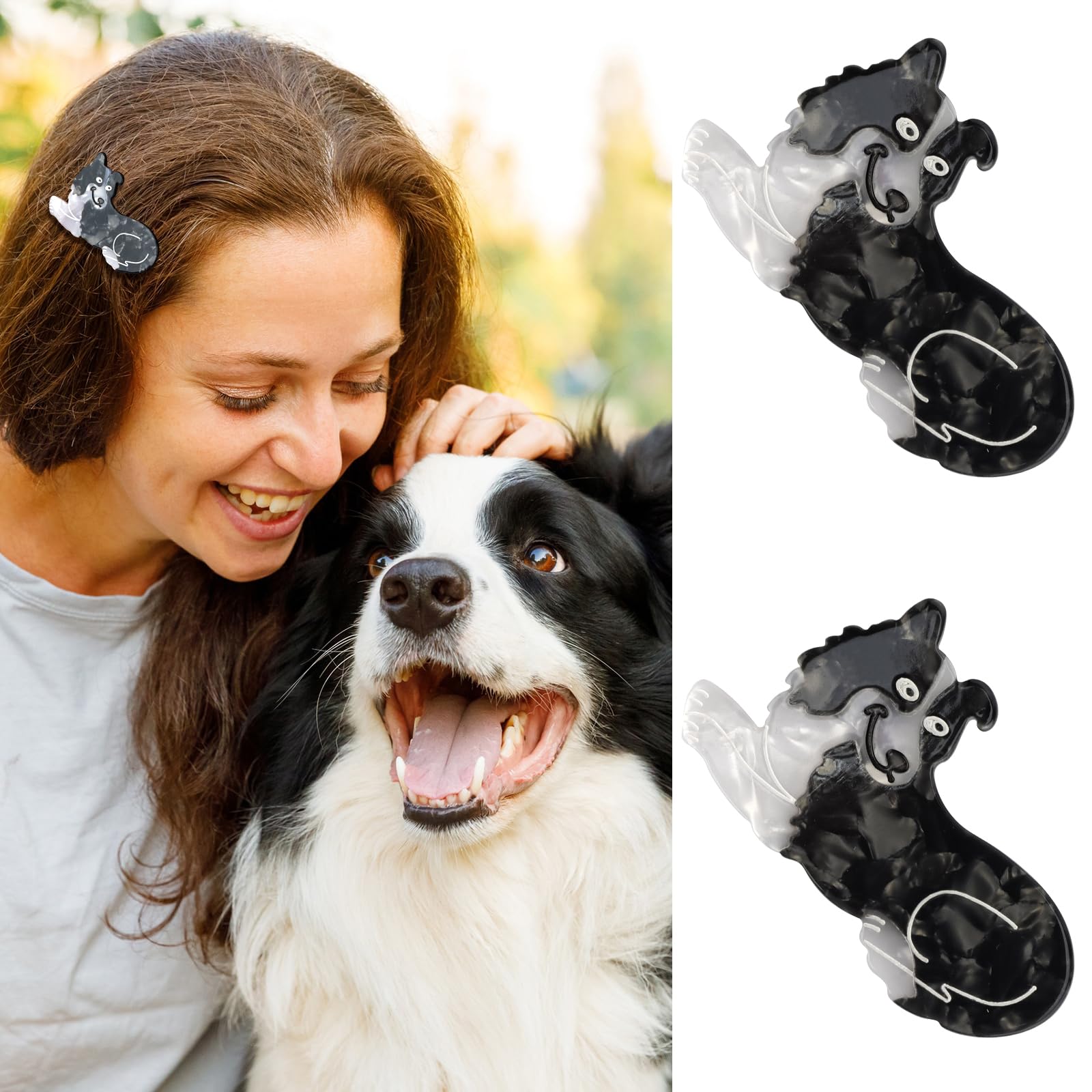 Amazon.co.jp: Hapdoo 2個 犬用ヘアクリップ かわいいボーダーコリー