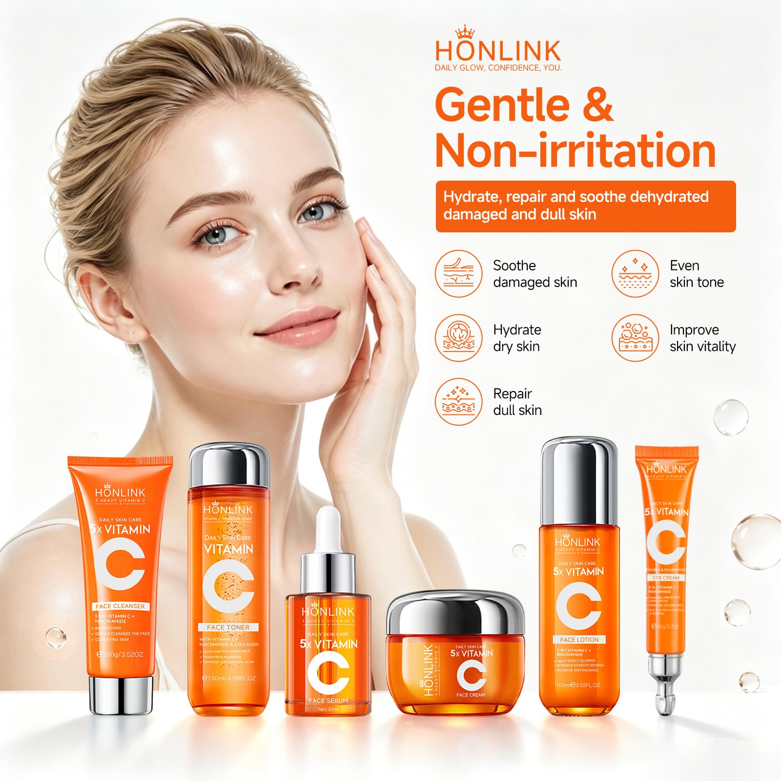 Amazon.com : HONLINK Vitamin C Skincare Set for Women, 6-Step Face