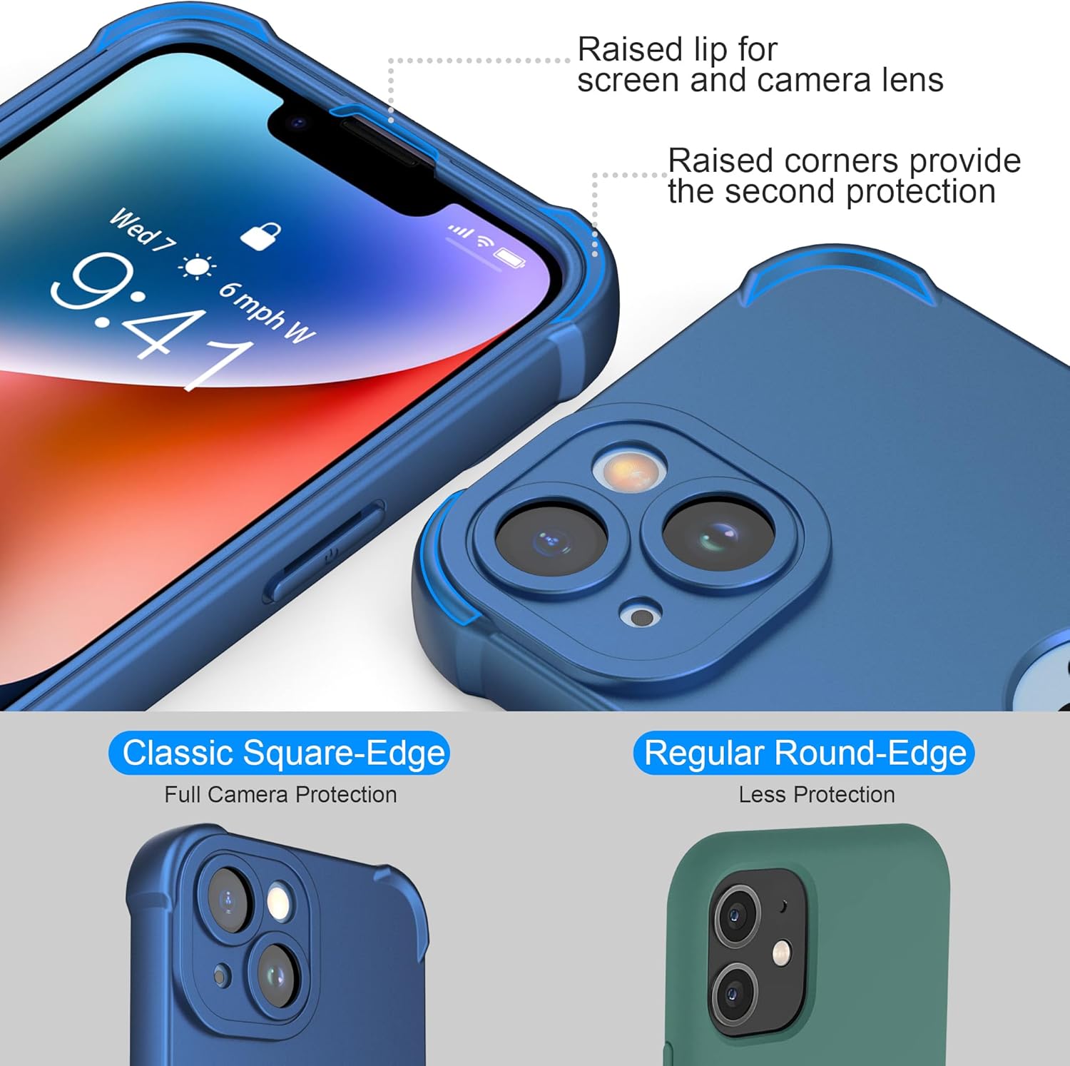 Condition photo showing New/Like New for ORETECH for iPhone 15 Plus Case iPhone 14 Plus Case, with [2 x Screen Protectors] [15 Ft Military Grade Drop Test] [Camera Protection] Shockproof Slim Thin iPhone 15/14 Plus Cover 6.7" Blue iPhone 14 Plus/15 Plus -6.7" Blue