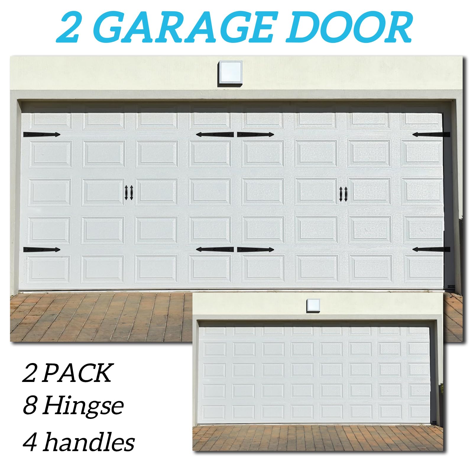 Magnetic Garage Door Hardware,Garage Door Magnetic Decorative Hardware 8 Hinges + 4 Handles for Iron Door,Easy Install,Durable & Waterproof (Classics Style,2 Pack) — Amazon image 9