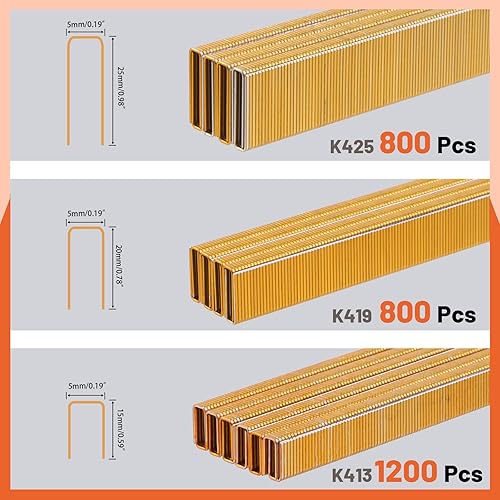 Miniatura 9 de Tanstic Juego de 2000 grapas de corona estrecha de calibre 18 de 14 de pulgada, grapas galvanizadas de 12 pulgada con acabado de corona estrecha