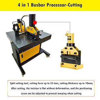 INTSUPERMAI Electric Hydraulic Busbar Processing Machine 4 in 1 Hydraulic Busbar Punching Cutting Bending Processing for Cutter/Hole Puncher/Bending/Crimping Machine 110V