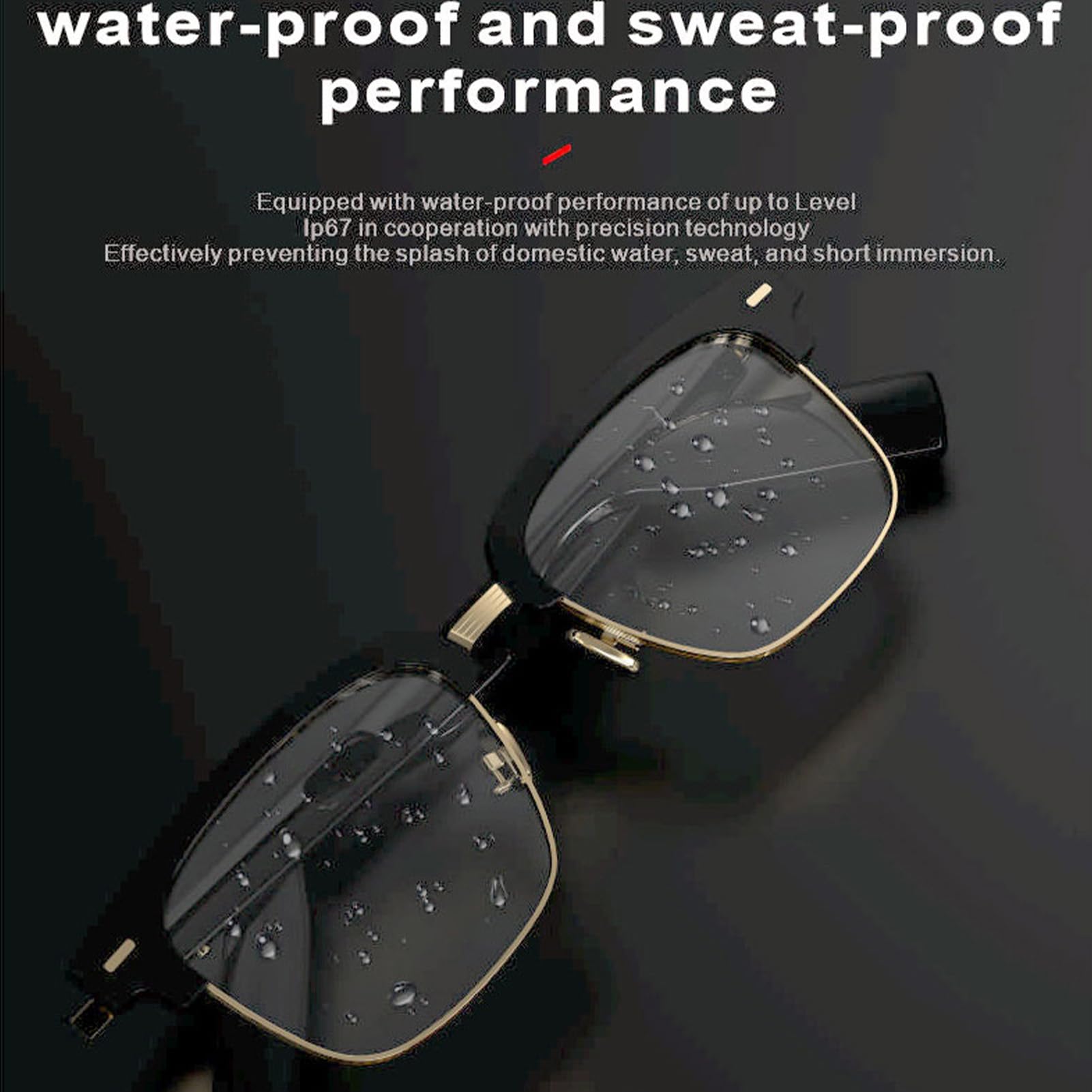 Wakects H2Q Gafas de Sol con Audio Inalámbrico, IP64 Resistente Al Agua