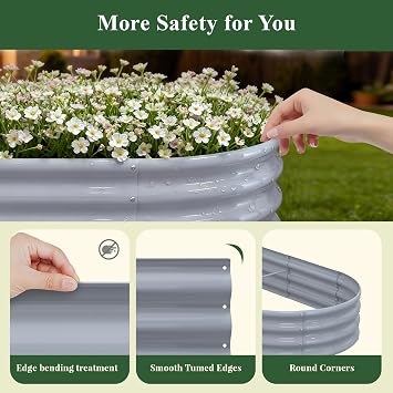 Galvanized Raised Garden Bed, 2 Pack 6x3x1ft Oval Metal Planter Box