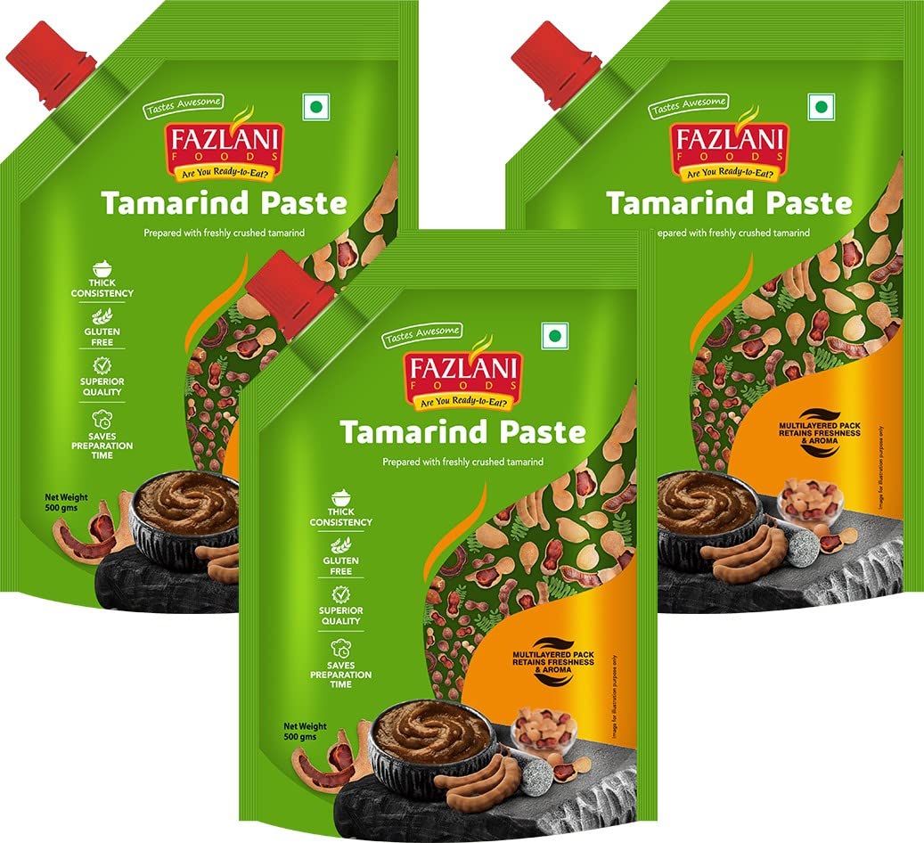 FAZLANI FOODS Fresh Desi Tamarind Paste Ready to Use Thick Coarse for Cooking Paste, Gluten Free, Pack of 3, 500GM Each (B09VGJX575) Amazon Price History, Amazon Price Tracker