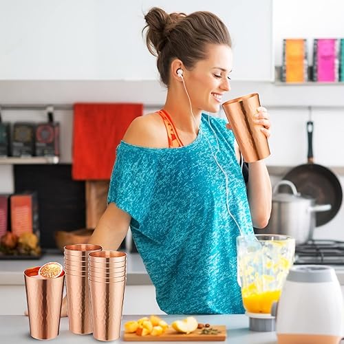 Miniatura 6 de Geosar Juego de 24 vasos de aluminio para bebidas frías de 15 onzas, vasos de metal apilables, vasos de aluminio retro, vasos de agua de aluminio,