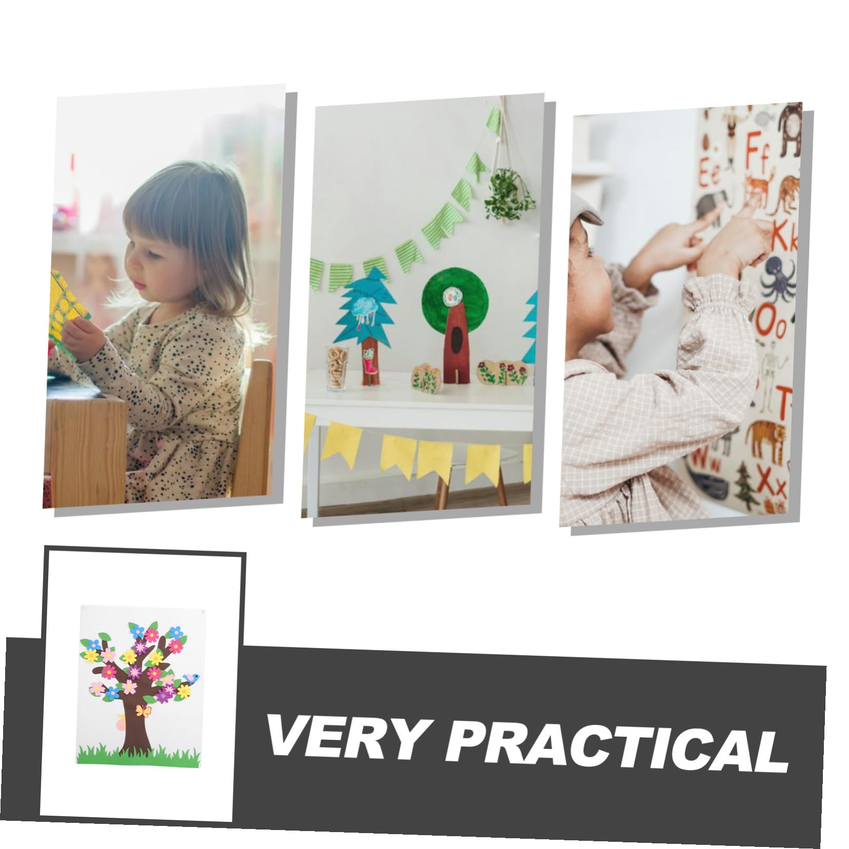Hemobllo Set Pannolenci per Bambini Albero e Fiore, Lavagna DIY per attività Educative Senza Schermo, Decorazione Murale per Scuola Materna e Cameretta