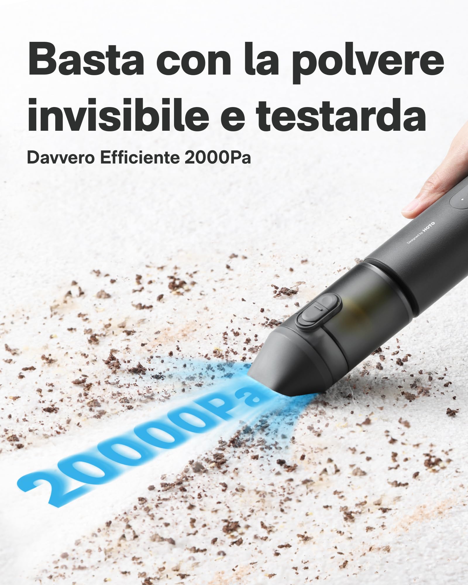 HOTO Aspirabriciole Auto Senza Fili, 20000Pa Mini Aspirapolvere Potente, 4 in 1 Aspirapolvere Portatile, Aspira Briciole Elettrico per Auto, Casa, Ufficio, PC, Animale Domestico