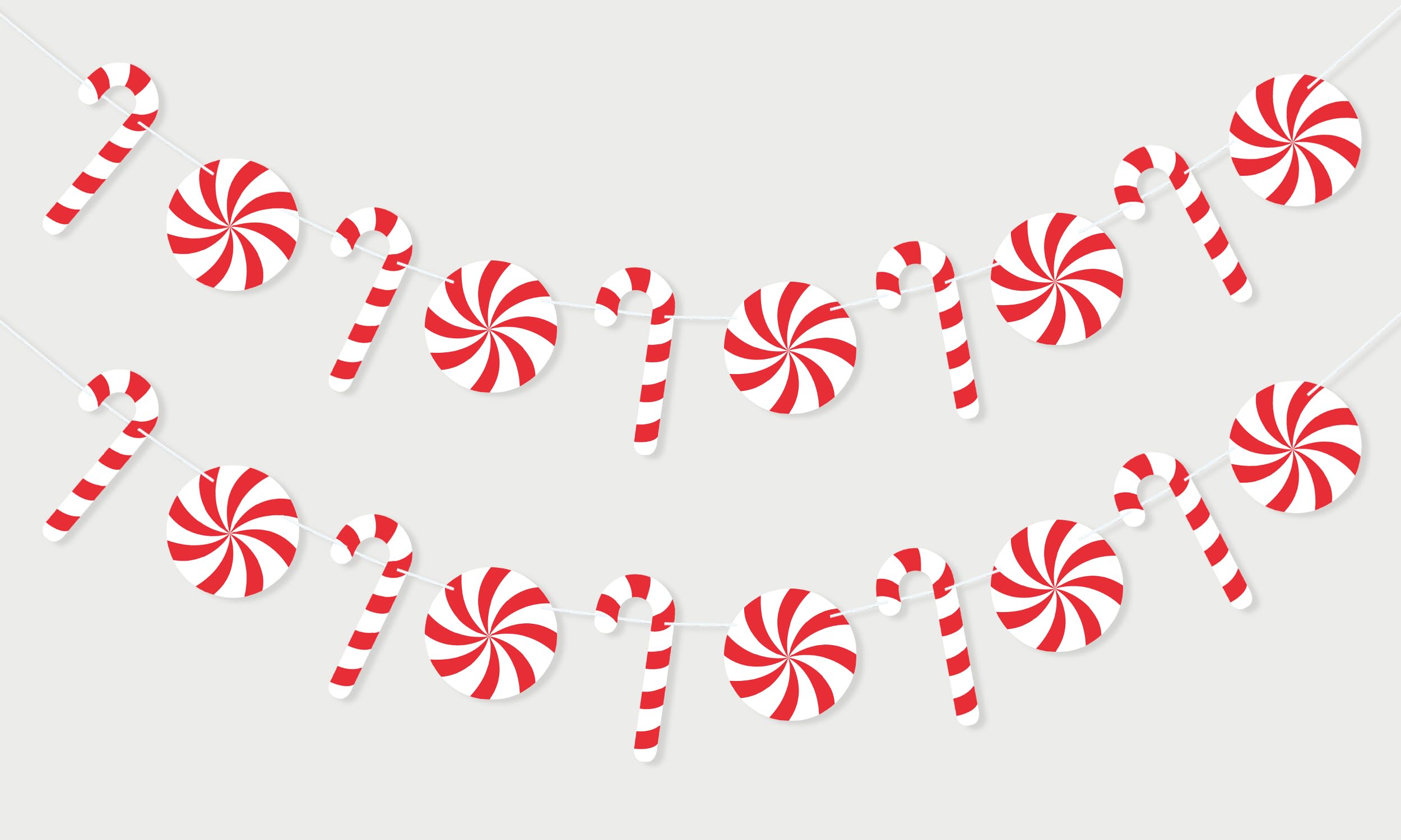 FAKTEEN Candy Cane Banner Garland Christmas Tree Decorations, Red White Peppermint Candy Hanging Ornaments Xmas Party Supplies Home Decor Theme Baby