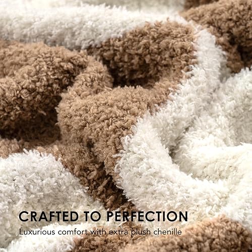 Miniatura 4 de EVERGRACE Manta de punto a cuadros súper suave para sofá, acogedora manta de punto de microfibra mullida y esponjosa de felpilla a cuadros para