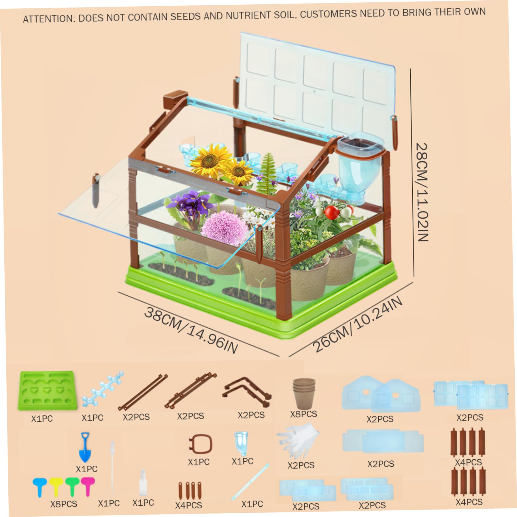 Kit de plantas para niños, kit de cultivo de plantas para niños con sistema de riego, jardinería educativa para niños y niñas, sin semillas ni tierra, doble cubierta