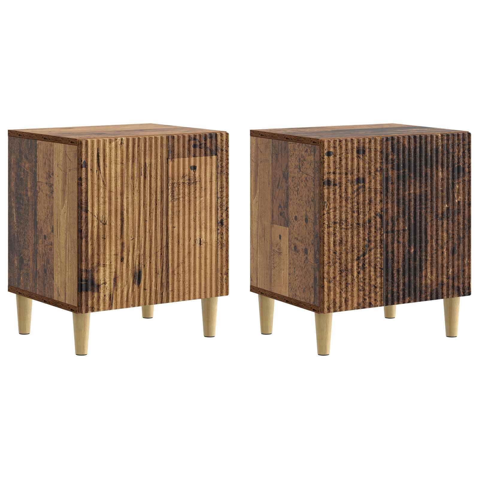 Table de chevet bois ancien aspect rustique table de nuit design lot de 2