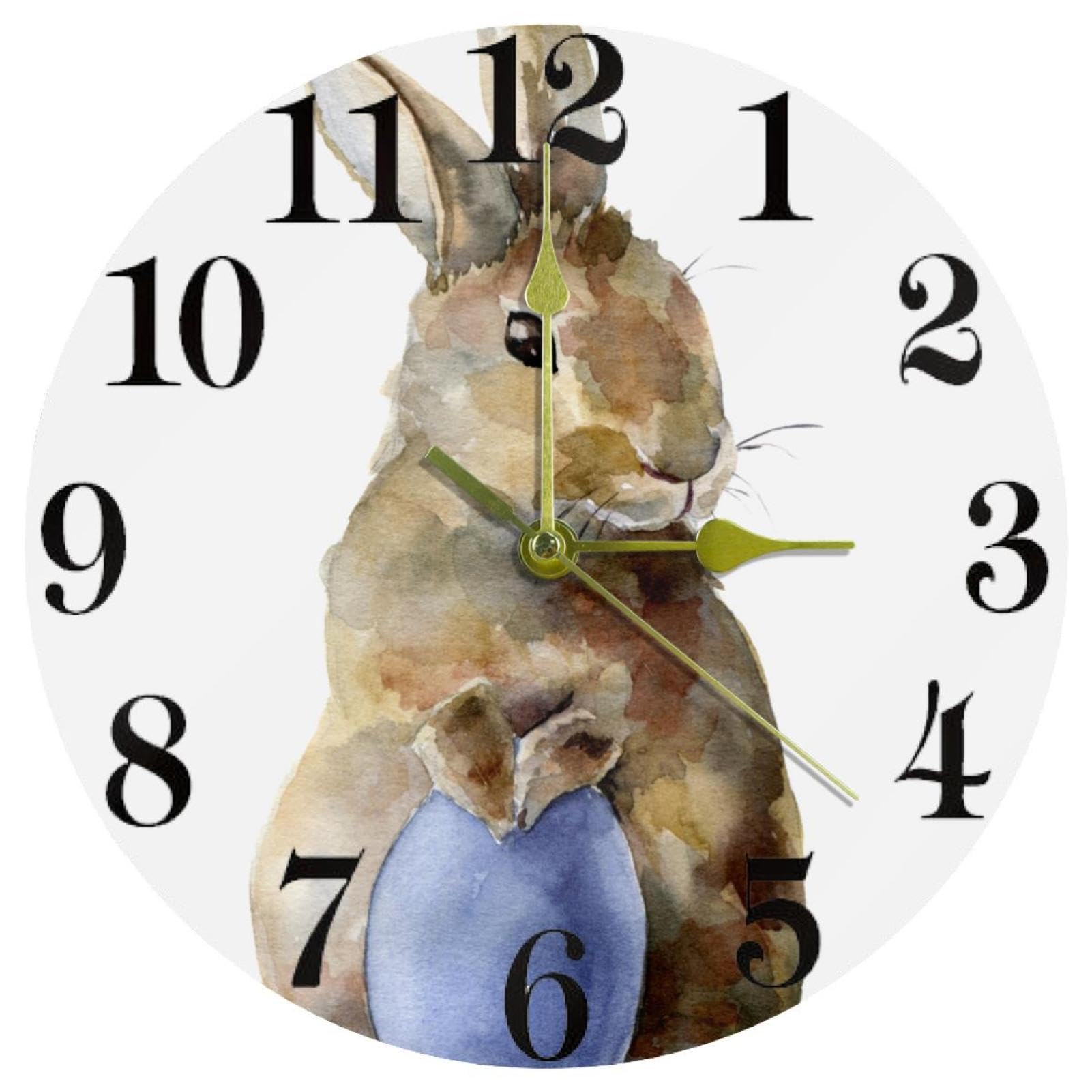 Horloge de cuisine lapin aquarelle ronde pour la maison